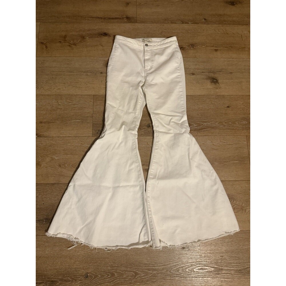 Free People We The Free Just Float On Flare Jeans White High Rise Bell Bottom